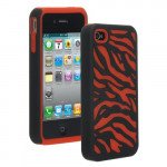 Wholesale iPhone 4 4S Zebra Hybrid Case (Black-Red)